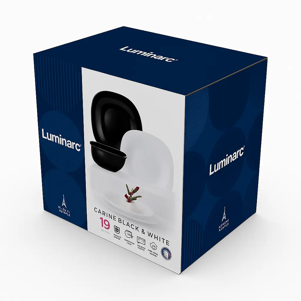 Сервиз за хранене Carine Черно/Бял 19 части кутия