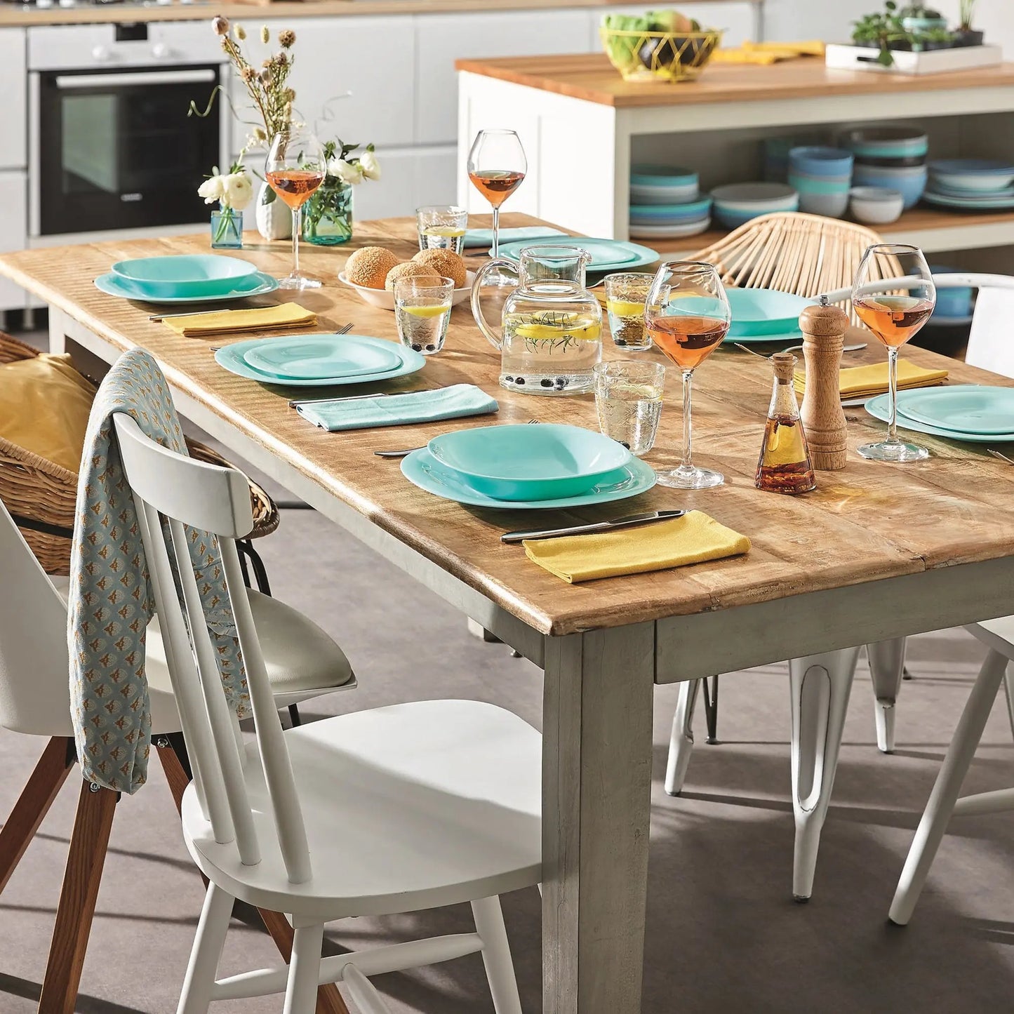 Сервиз за хранене Carine Light Turquoise & White – 19 части Luminarc