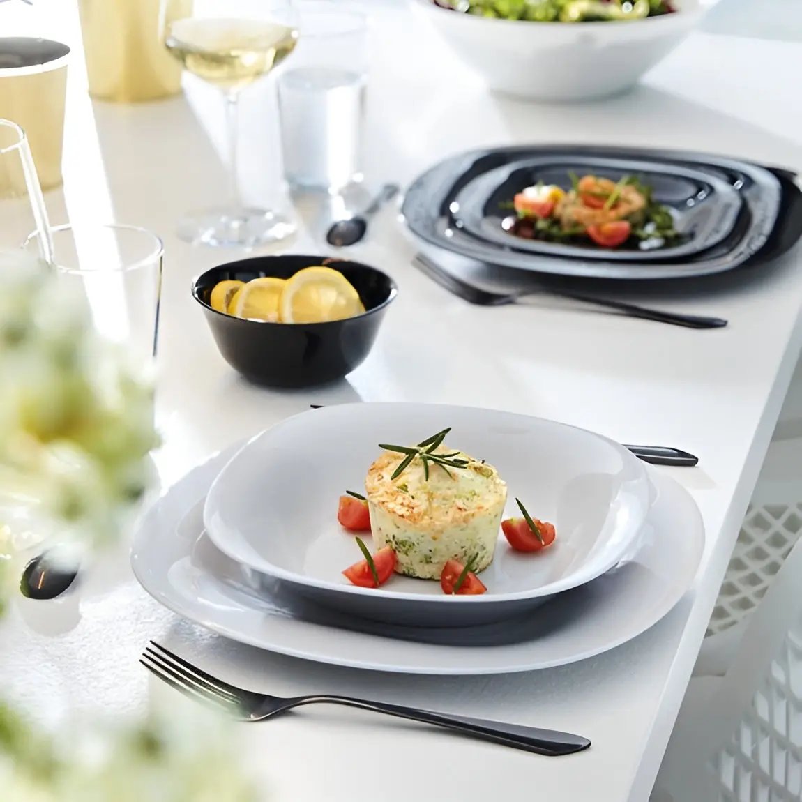 Сервиз за хранене Carine White – 18 части, аркопал Luminarc